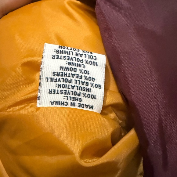 Vintage Steve & Barry's Puffer Vest L Double Down Maroon Outside, Orange Inside - Picture 5 of 5